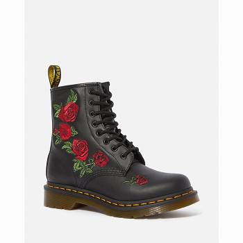 Dr Martens Női 1460 Vonda Floral Bőr Lace Up Bakancs Fekete